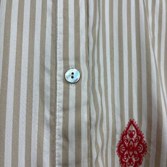 Chicos Long Sleeve Button Up Shirt Womens‎ L Embroidered Striped 90s Streetwear - Picture 3 of 8